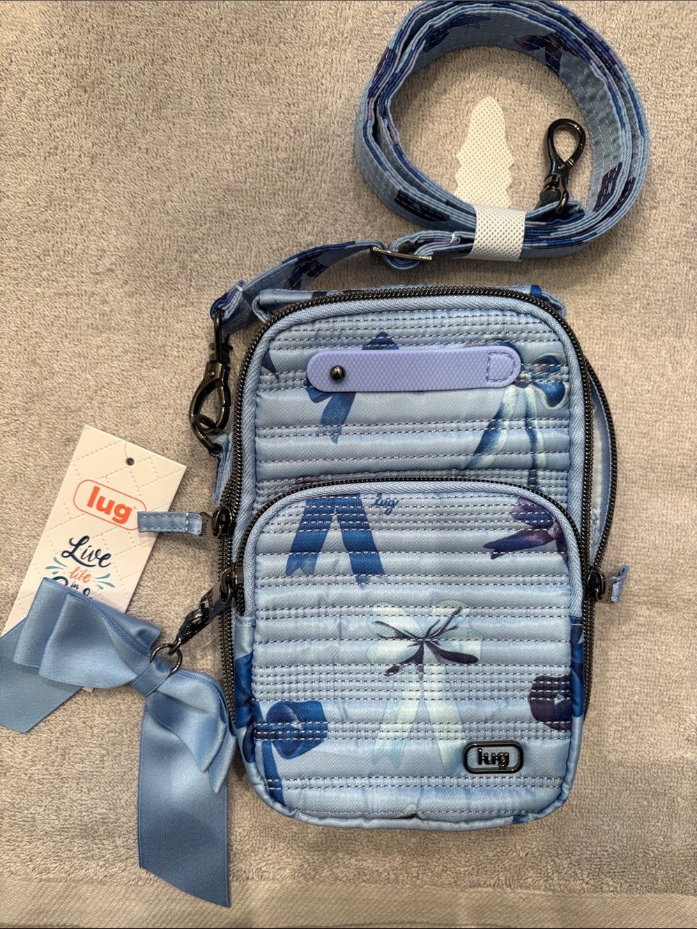 lug Powder Blue Bows Periwinkle Skeeter mini Bridge Crossbody Bag